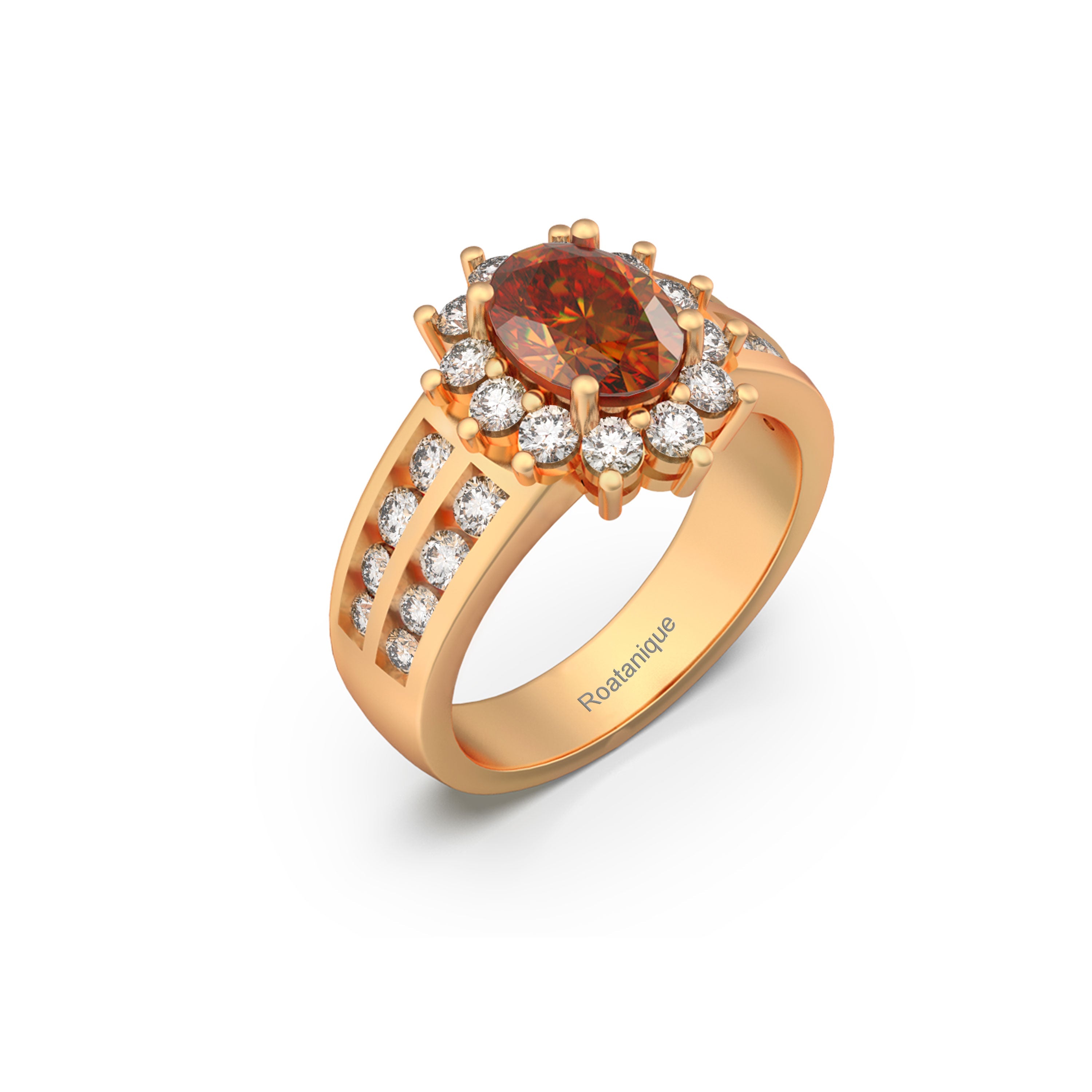 Roatanique Oval Halo Ring with CZ's in 925 Silver