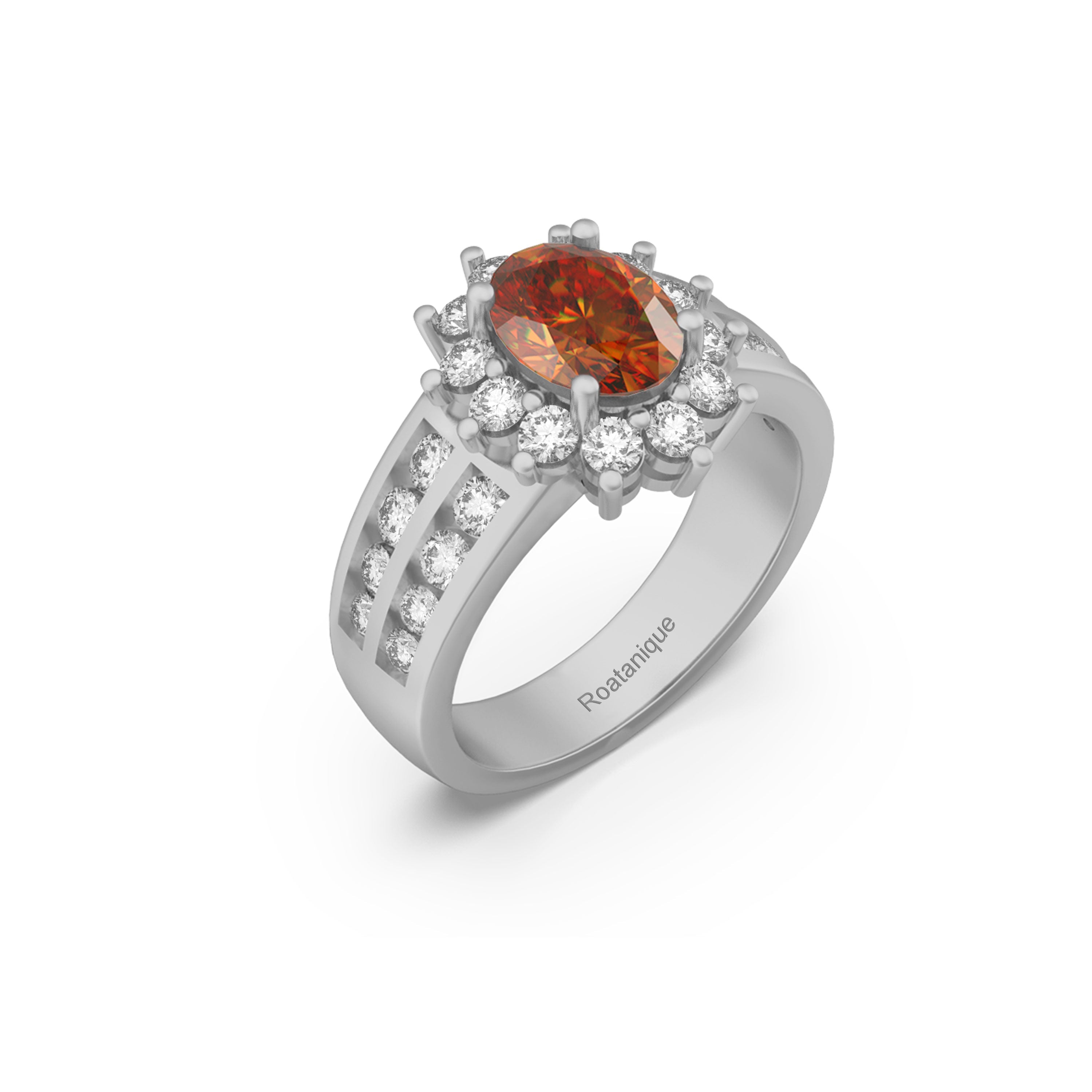 Roatanique Oval Halo Ring with CZ's in 925 Silver