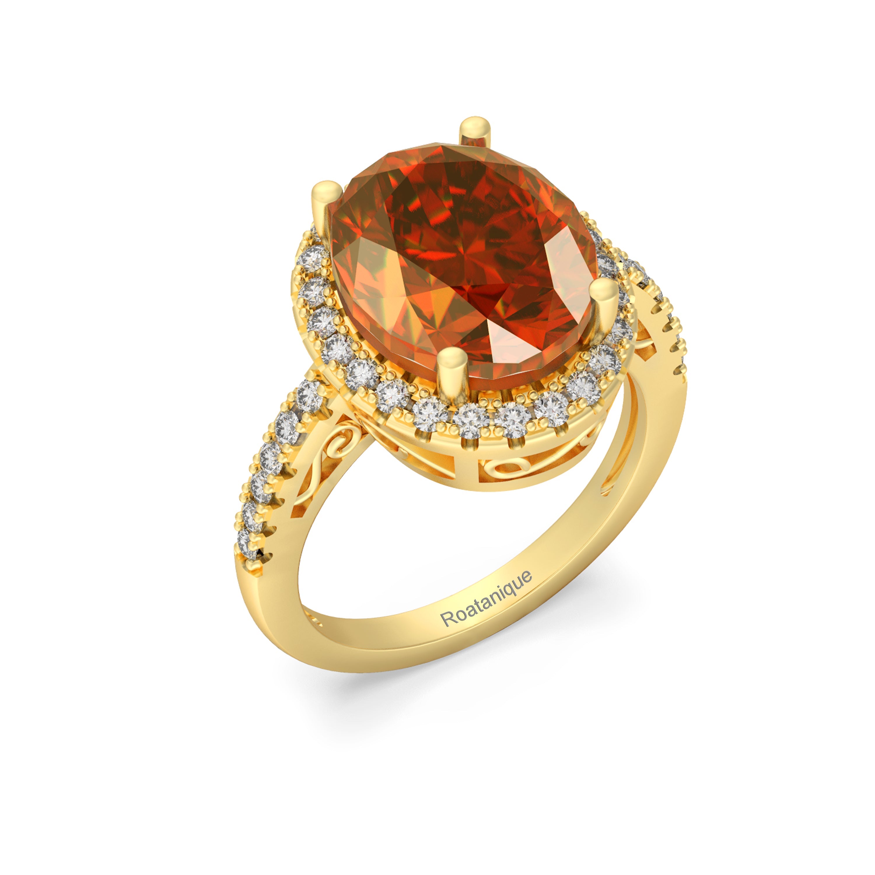“Glimmer of Oval” Ring accented with 5.05ct Roatanique