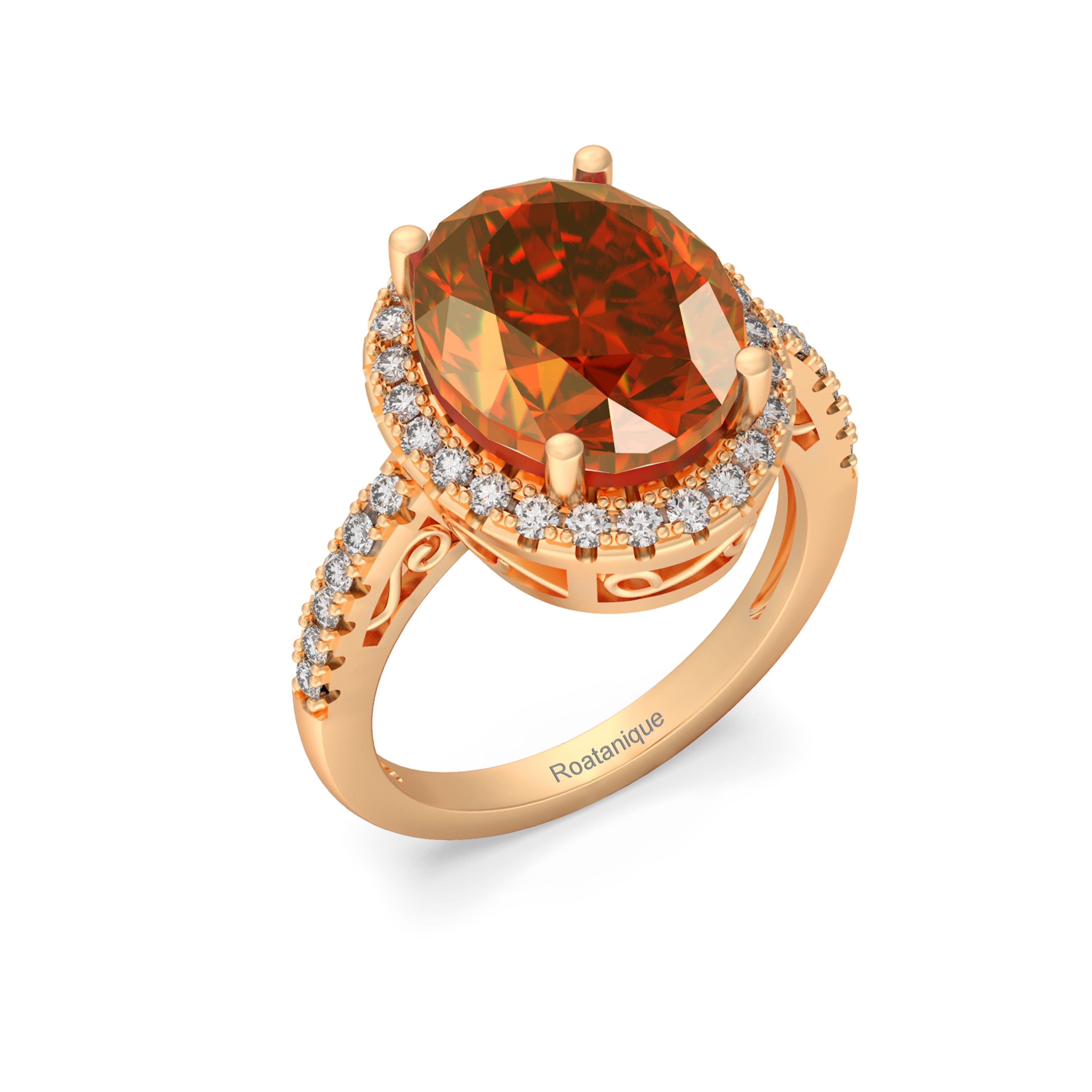 “Glimmer of Oval” Ring accented with 5.05ct Roatanique