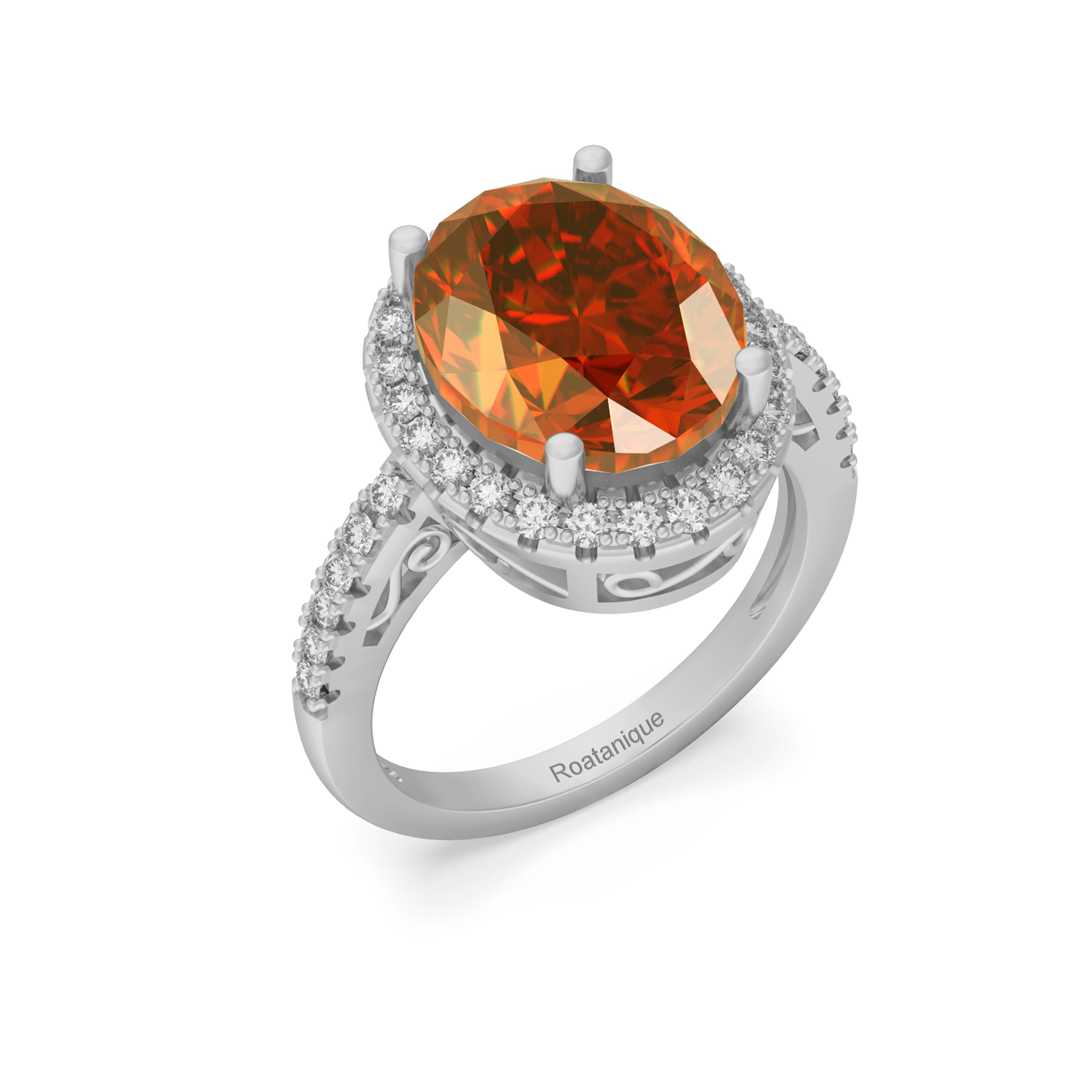 “Glimmer of Oval” Ring accented with 5.05ct Roatanique