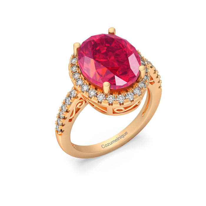 “Glimmer of Oval” Ring accented with 5.05ct Cozumelique