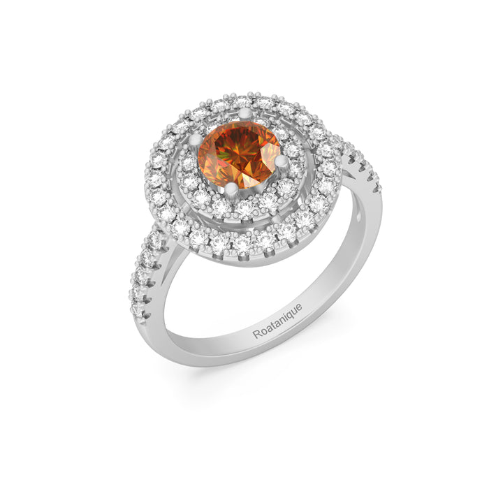 "Double Halo" Ring with 0.95ct Roatanique