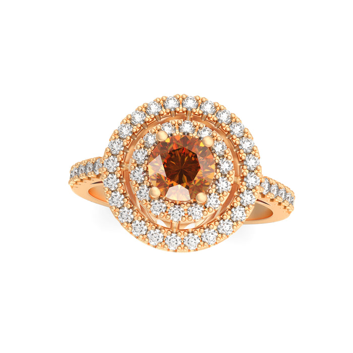 "Double Halo" Ring with 0.95ct Dominicanique