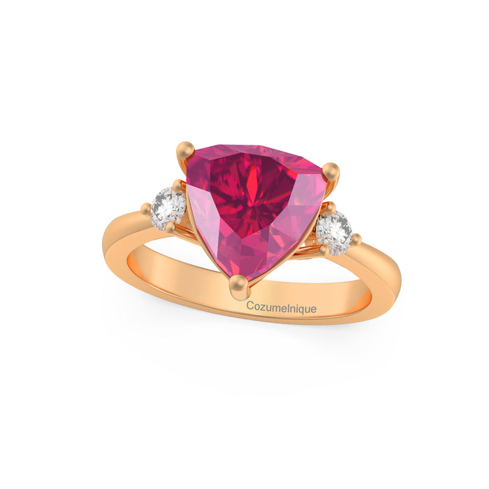 "2 By My Side" Ring with 2.51ct Pink Rose