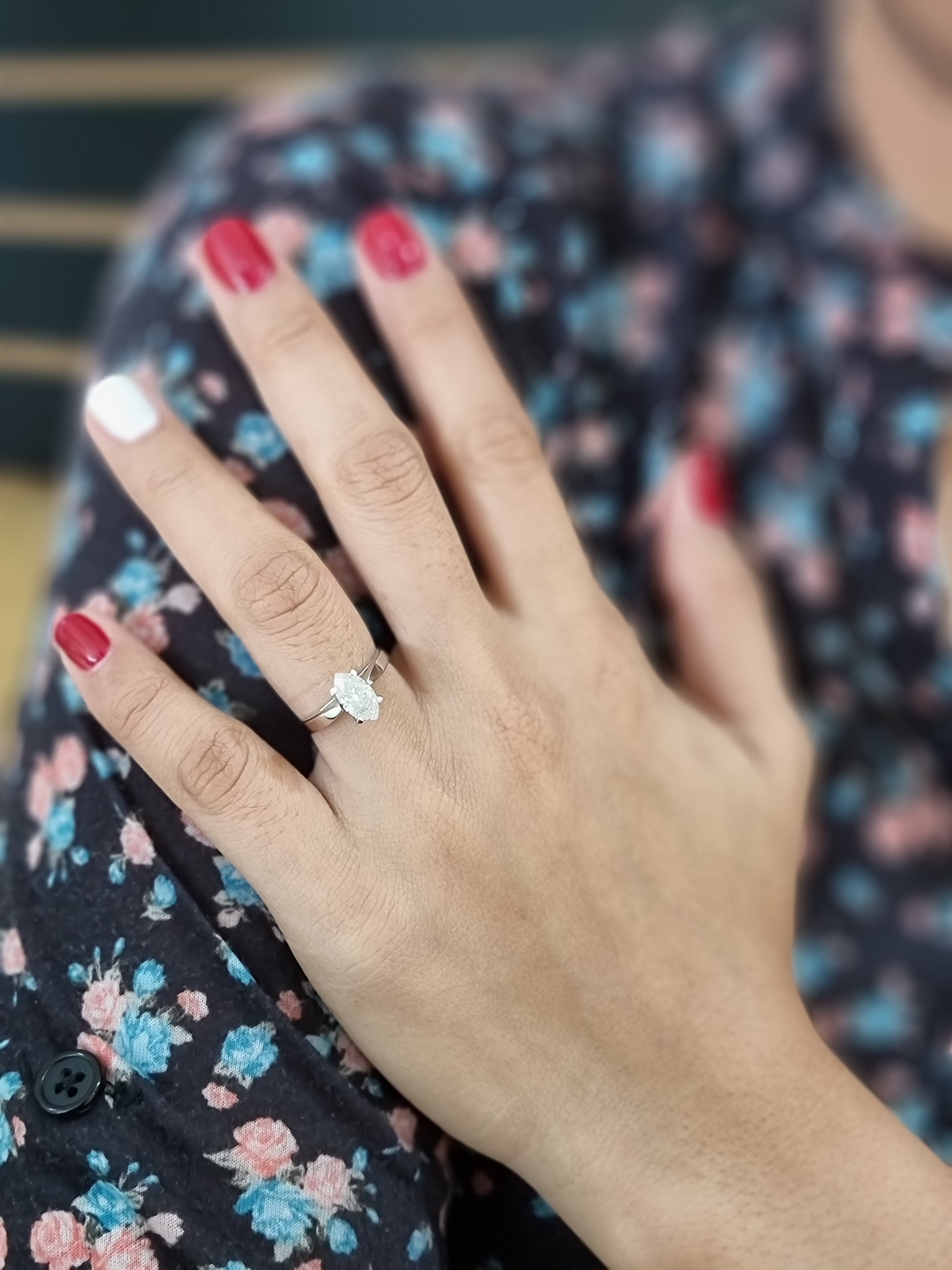 1.02cttw Marquise Diamond Engagement Ring Women's 14kt Gold