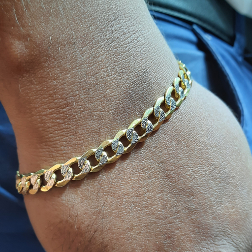 Cuban Link Diamond Cut Bracelet 14k 7.5MM 8.5