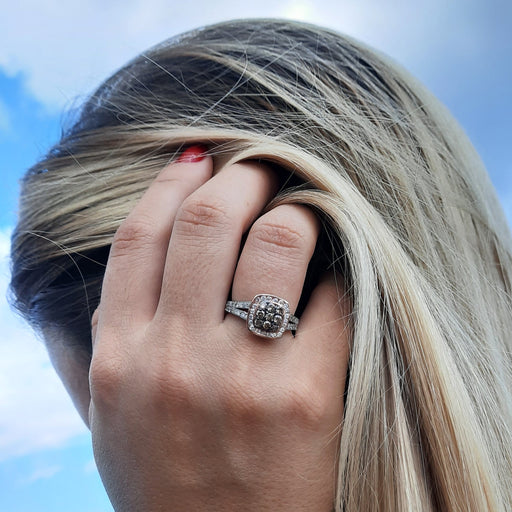 Amante Choco 0.40cttw and Diamond 0.80cttw Ring 14kt White and Rose Gold