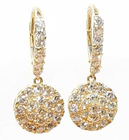 SeaFraa Dangling Diamond Earrings 2.40 carats of diamonds in 14kt Gold