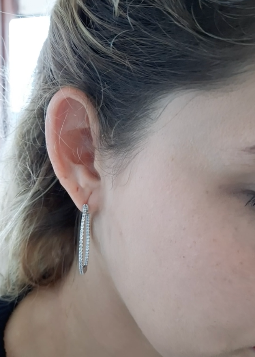 Petite Round Diamond Hoop set in 14k Gold(1.10ctTW)-1.4