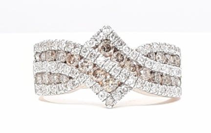Choco and White Diamond Ring 1.10cttw 14kt Gold