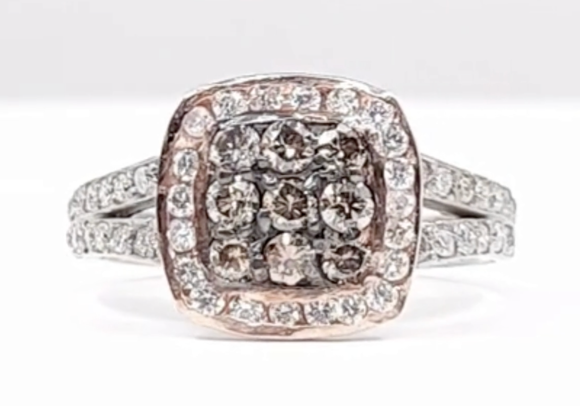 Amante Choco and White Diamond Ring 1.20cttw 14kt Gold