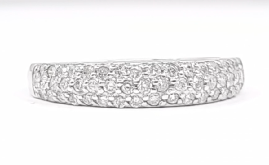 Diamond Band Dome flat Women's 3 Row 0.60cttw 14kt Gold