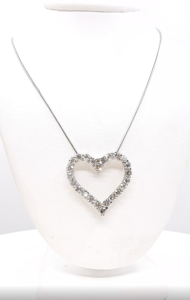 Diamond Heart Necklace 2.50ct tw 14kt Gold