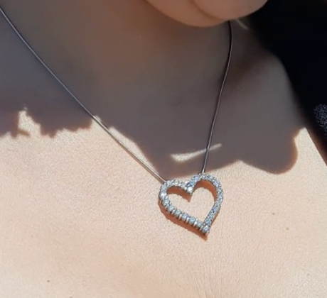 Diamond Heart Necklace 2.50ct tw 14kt Gold