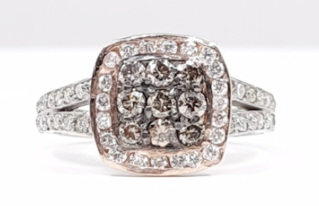 Amante Choco 0.40cttw and Diamond 0.80cttw Ring 14kt White and Rose Gold