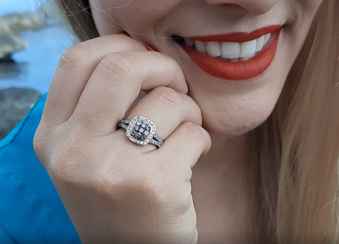 Amante Choco 0.40cttw and Diamond 0.80cttw Ring 14kt White and Rose Gold