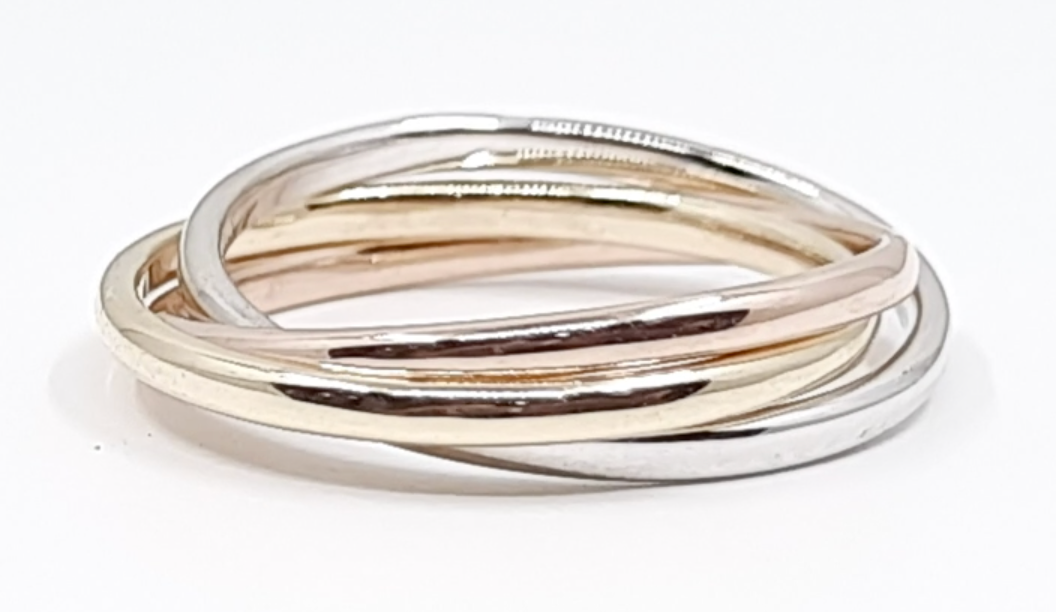 14k Gold Rolling Tri-Color Band