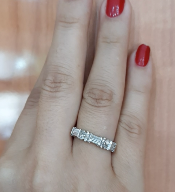 Diamond Baguette & Round Band Women's 0.80 cttw 14kt Gold