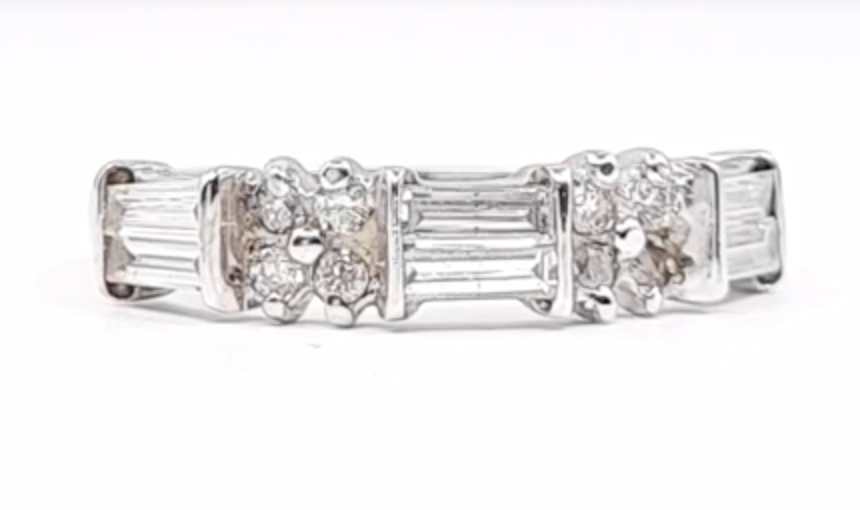 Diamond Baguette & Round Band Women's 0.80 cttw 14kt Gold