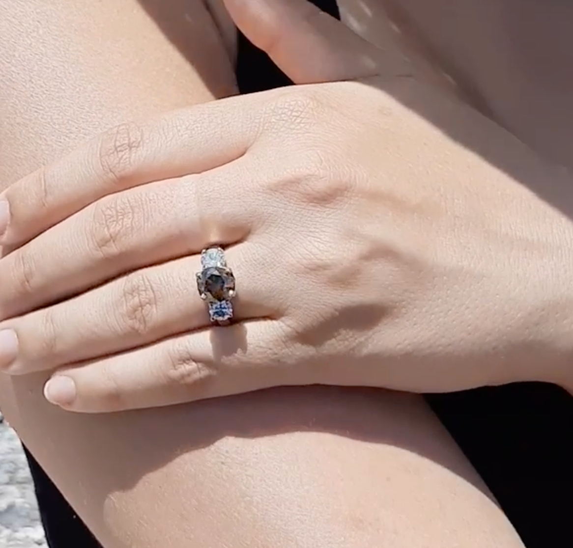 Three Stone Choco and White Diamond Ring 3.11cttw 14kt Gold