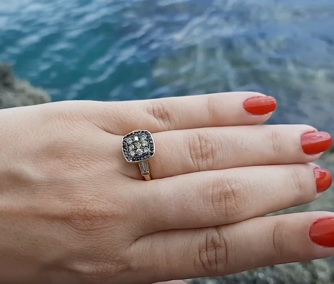 Amante Choco, Black and White Diamond Ring 1.05cttw 14kt Gold