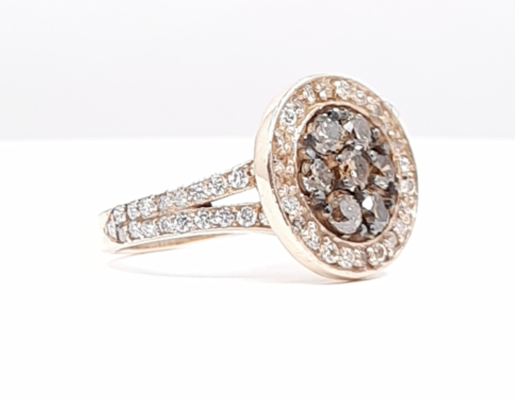 Amante Choco and White Diamond Ring 1.40cttw 14kt Gold