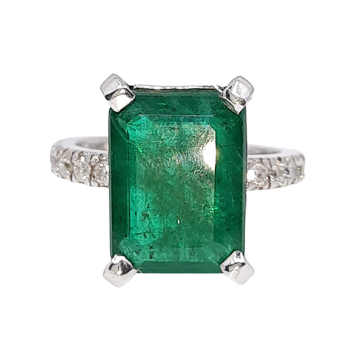 Emerald 7.80ct tw and Diamond 0.52ct tw Women's Ring 14kt Gold