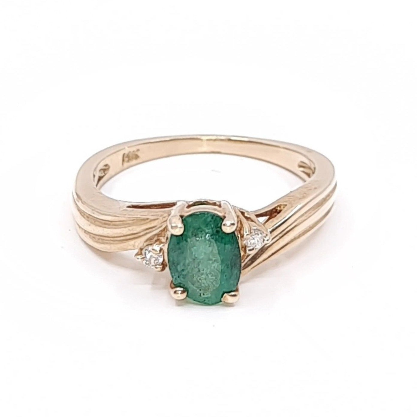 Emerald 0.70ct tw and Diamond 0.05ct tw Women's Ring 14kt Gold