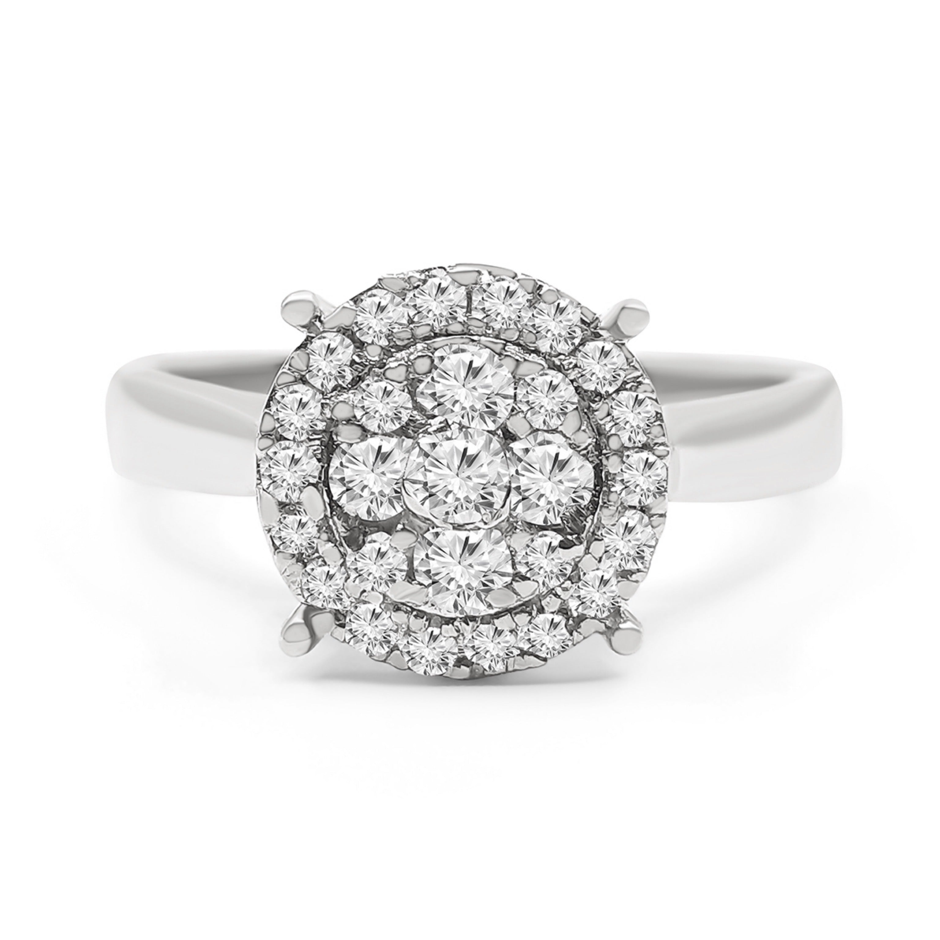 1Look Halo Diamond Ring Women's 0.40ct tw with 14kt Gold
