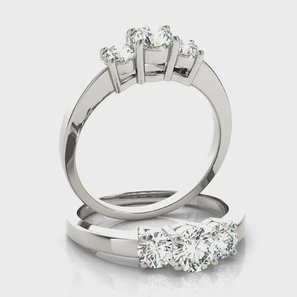 Three Stone Diamond Ring Women's 0.80 ct tw with 14kt Gold