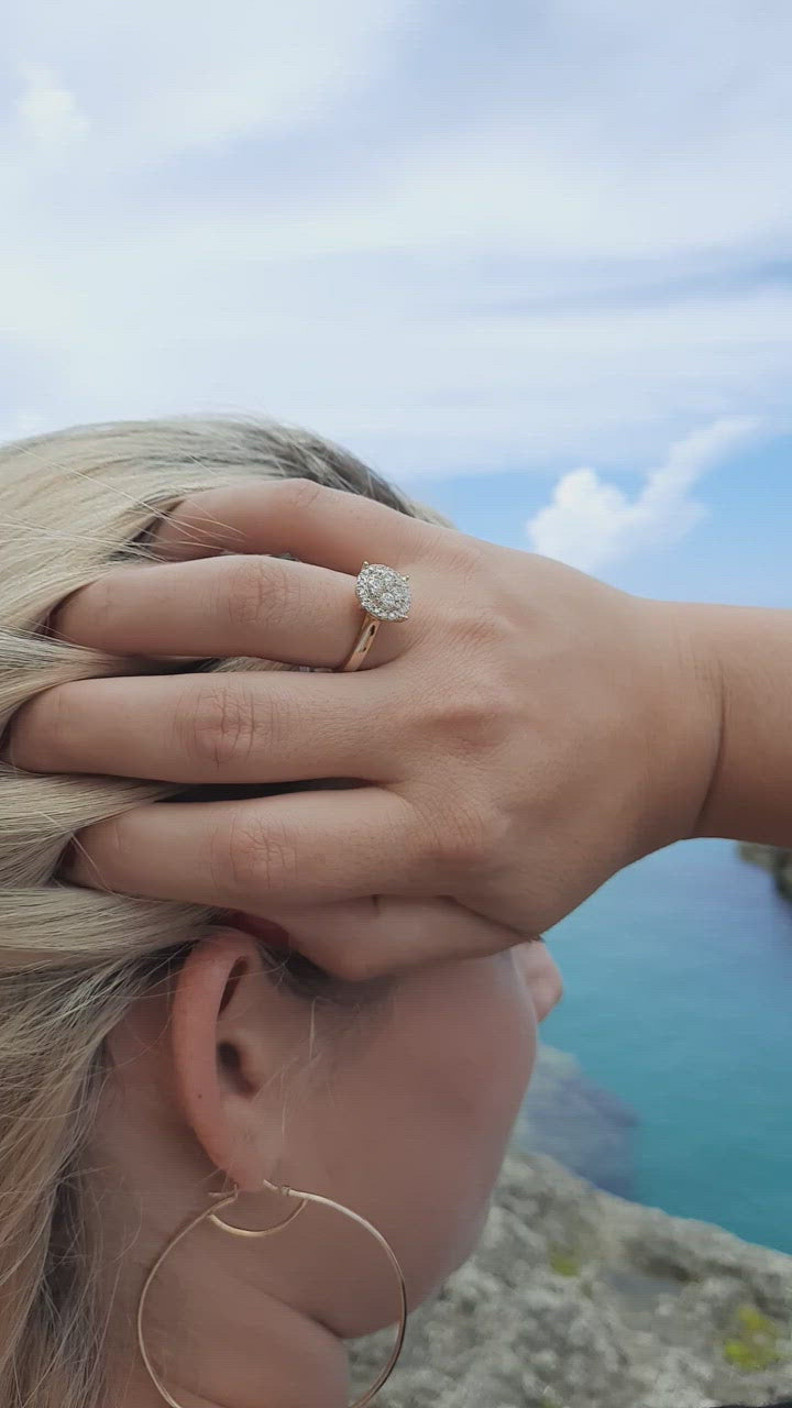 1Look Halo Diamond Ring Women's 0.65ct tw with 14kt Gold