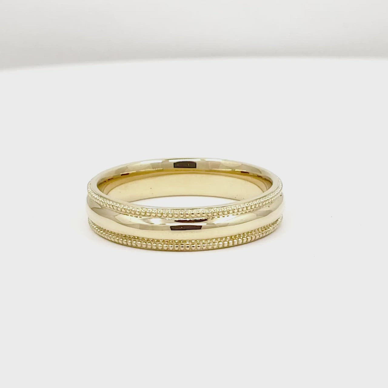 Wedding Band 14k Gold 4MM Mil grain