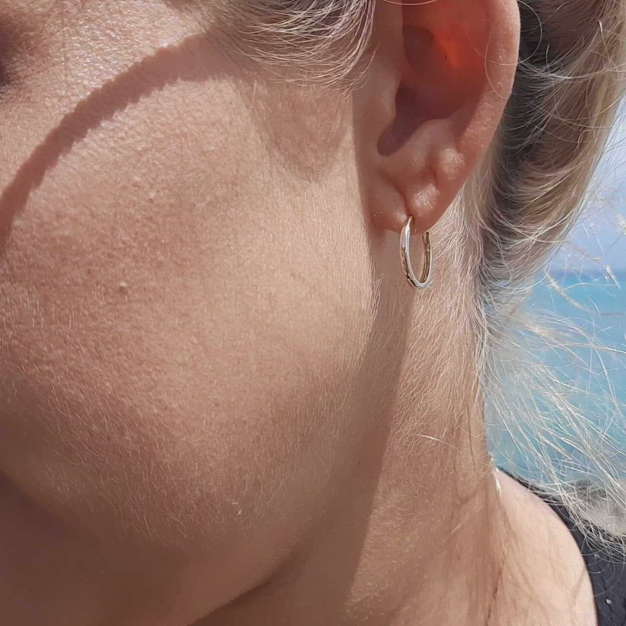 14k Gold Hoop 15MM(0.5inch) Solid Gold High Polish