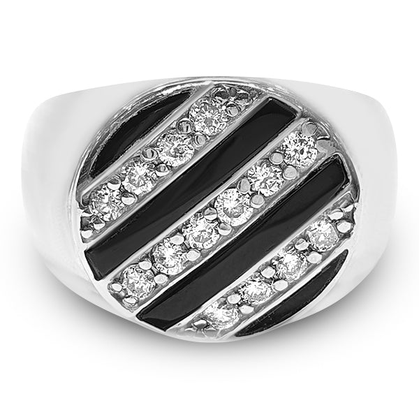 Men's Black Onyx and Diamond Ring 0.70ct tw 14kt Gold