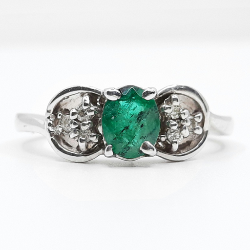 Emerald 0.45ct tw and Diamond 0.10ct tw Women's Ring 14kt Gold
